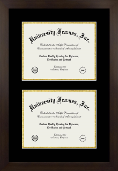 Wallace Community College Double Diploma Frame in Manhattan Espresso with Black & Gold Mats for document: 8 1/2"h x 11"w  , document: 8 1/2"h x 11"w  