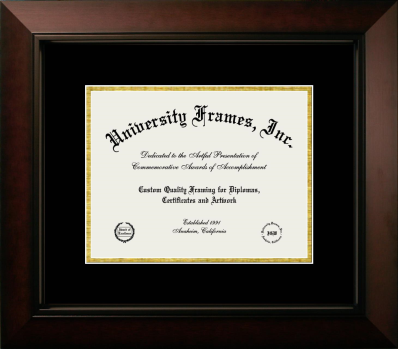 Pacific College of Health & Science Diploma Frame in Legacy Black Cherry with Black & Gold Mats for document: 8 1/2"h x 11"w  