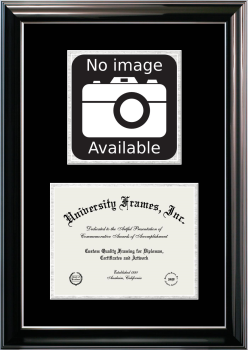 Pacific College of Health & Science Double Opening with Campus Image (Stacked) Frame in Classic Ebony with Silver Trim with Black & Silver Mats for document: 8 1/2"h x 11"w  