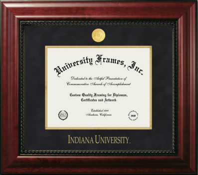 Indiana University Diploma Frame in Executive with Gold Fillet with Black Suede Mat for  8 1/2"h x 11"w  