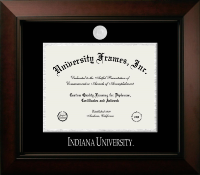 Indiana University Diploma Frame in Legacy Black Cherry with Black & Silver Mats for  8 1/2"h x 11"w  