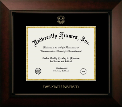 Iowa State University Diploma Frame in Legacy Black Cherry with Black & Gold Mats for  8 1/2"h x 11"w  