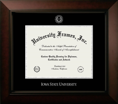 Iowa State University Diploma Frame in Legacy Black Cherry with Black & Silver Mats for  8 1/2"h x 11"w  