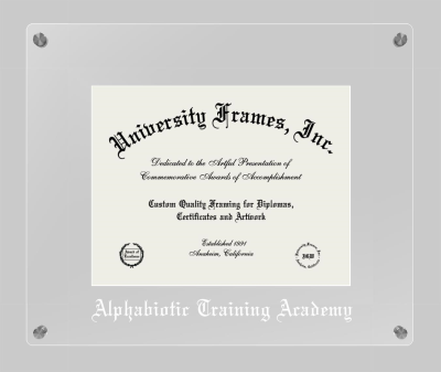 Alphabiotic Training Academy Lucent Clear-over-Clear Frame in Lucent Clear Moulding with  Mat for document: 8 1/2"h x 11"w  